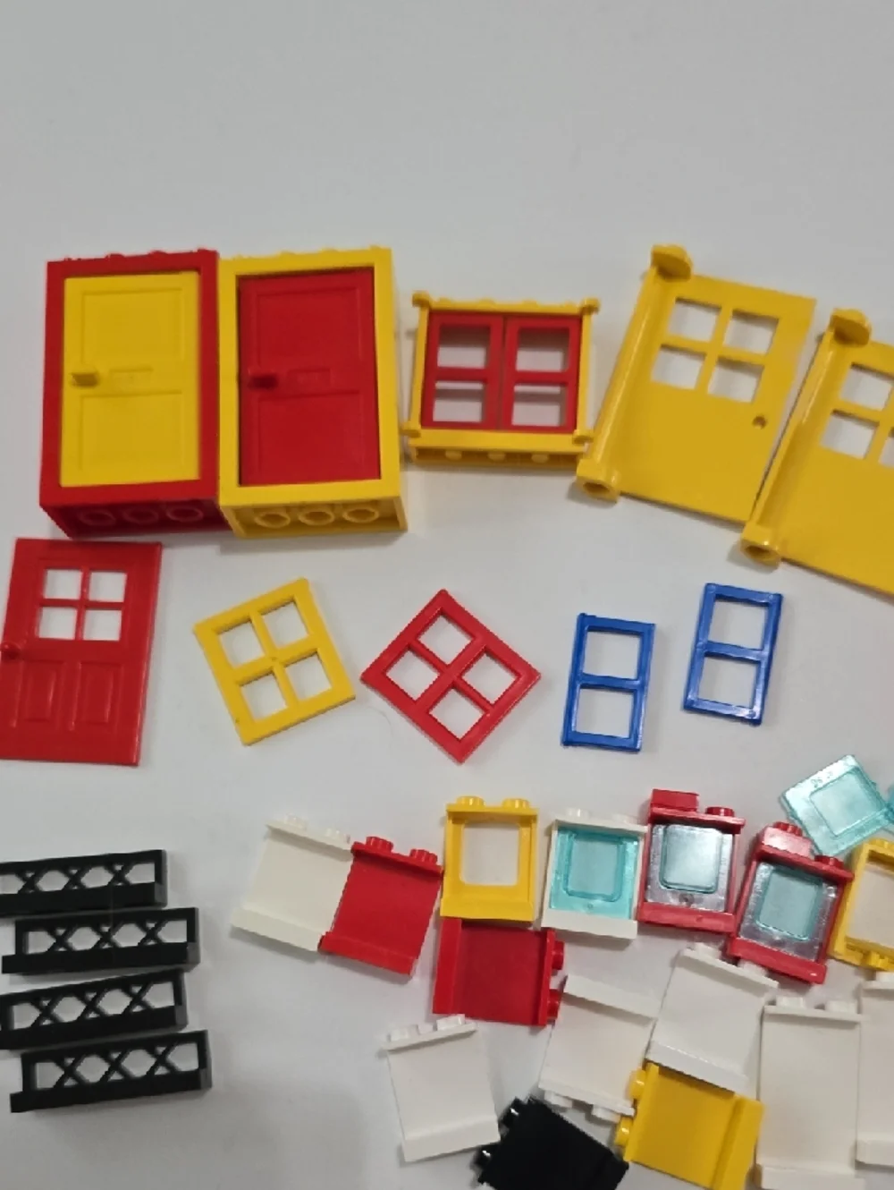 Lego Building Window, Door and Frame Set - Red, Yellow, Blue, White, Black